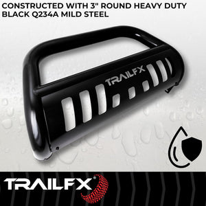 Product of TrailFX 1320211093 Bull Bar Black Powder Coated 3 Inch Yes with skid plate 