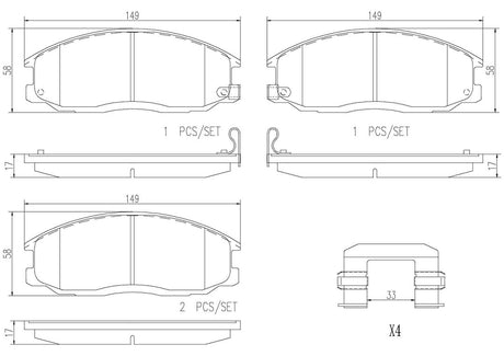 Product of Brembo P30013N Brake Pad - Set Of 4 