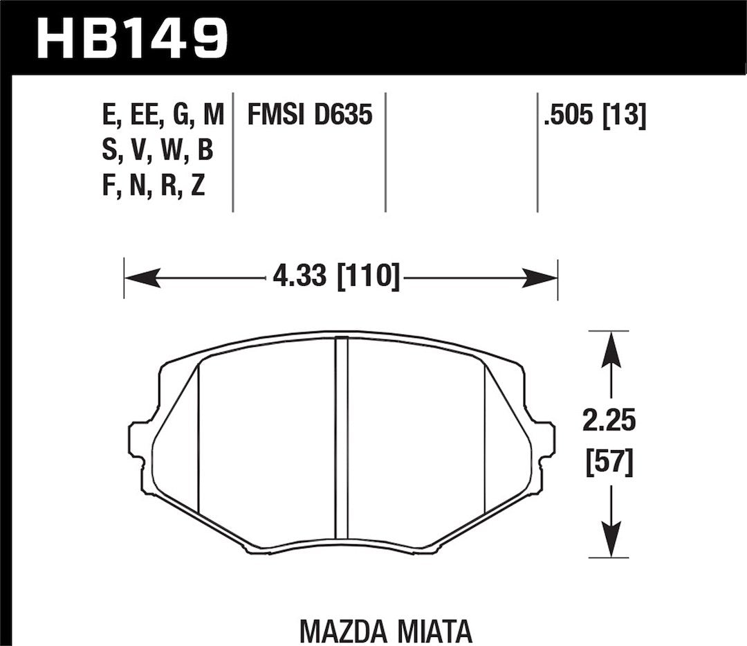 Product of Hawk Performance HB149E.505 Racing Brake Pad - Set Of 4 