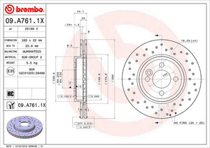 Product of Brembo 09A7611XC02 Xtra Vented Cross Drilled 1 Piece Brake Rotor 
