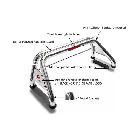 Product of Black Horse Offroad RB001SS Tubular Polished Stainless Steel Truck Bed Bar 