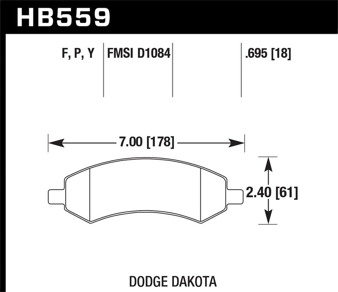 Hawk Performance Hb559y.695 Brake Pad||||86||h27hb559y695||2022079