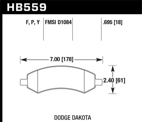 Hawk Performance Hb559y.695 Brake Pad||||86||h27hb559y695||2022079