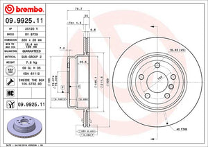 Product of Brembo 09992511C02 Vented 1 Piece Brake Rotor 