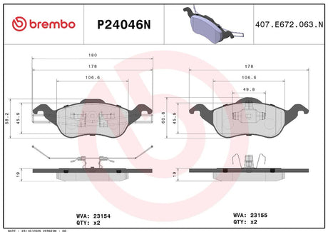 Brembo P24046n Brake Pad||p24046n_2.Jpg||86||brmp24046n||2091677