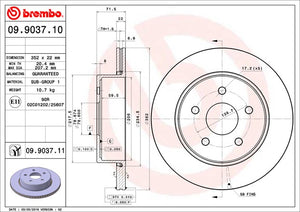 Product of Brembo 09903711C02 Vented 1 Piece Brake Rotor 