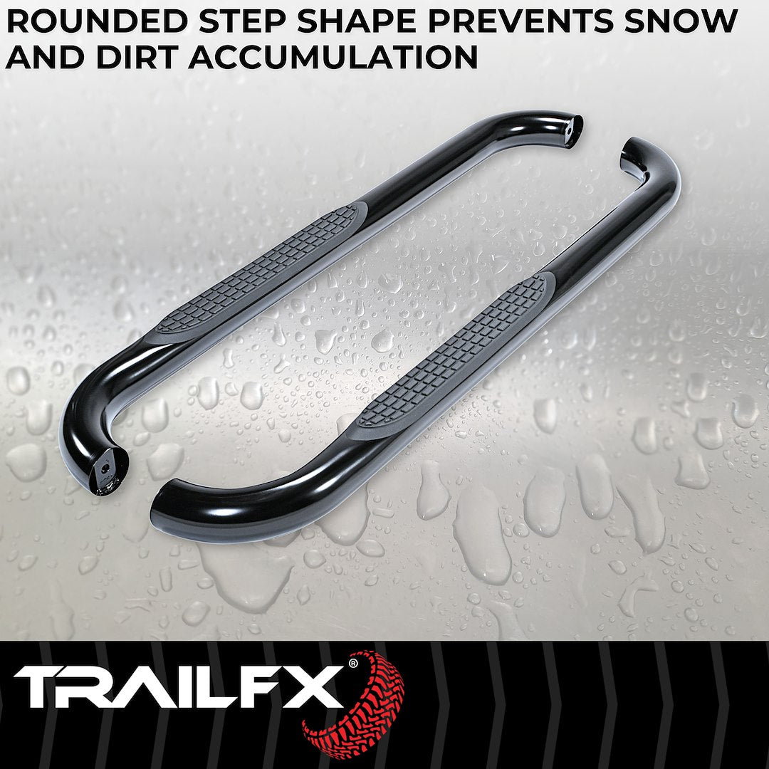 Product of TrailFX A0042B TFX Round Tube Side Steps Nerf Bar With Surface Steps 