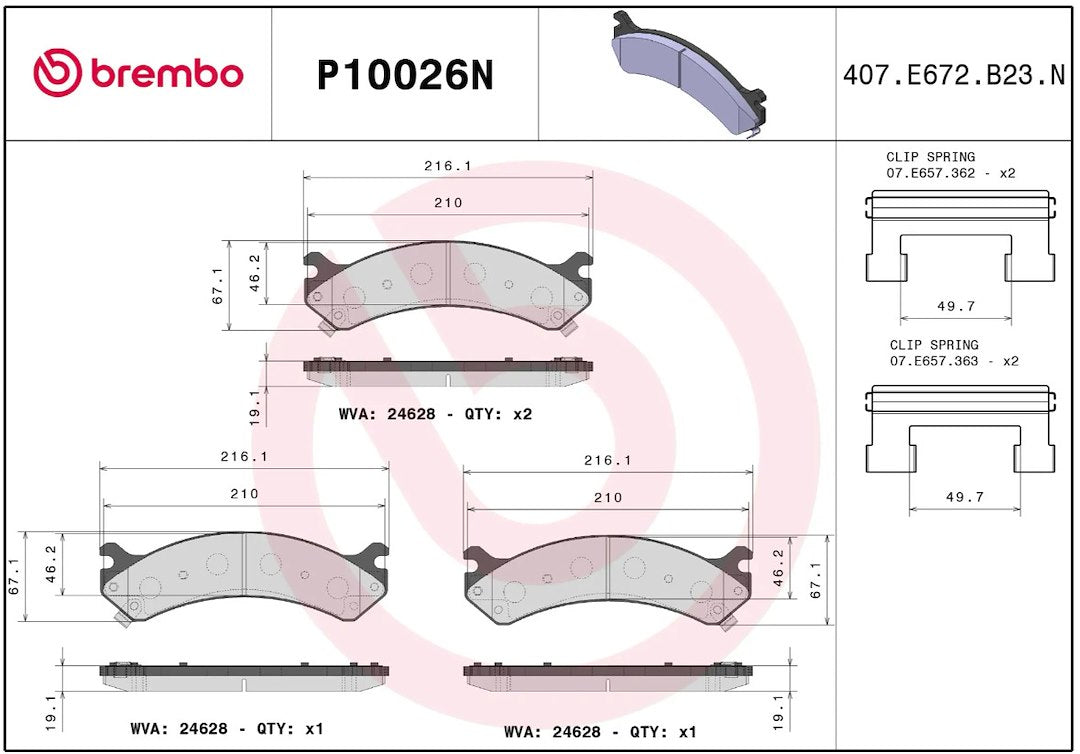 Brembo P10026n Brake Pad||p10026n_R.Jpg||86||brmp10026n||2091646
