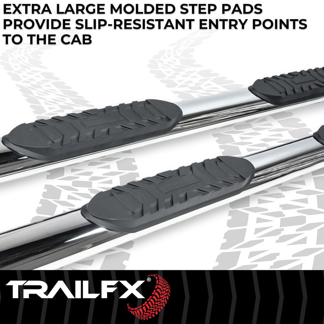 Product of TrailFX A1559S TFX 4" Oval Tube Side Steps Nerf Bar With Surface Steps 