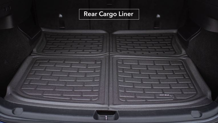 Product of 3D Mats M1HD1311309 Black Thermoplastic Rubber Of Carbon Fiber Texture To Back Of 2nd Seat Cargo Area Liner 