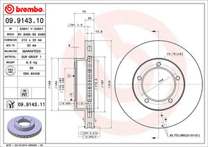 Product of Brembo 09914311C02 Vented 1 Piece Brake Rotor 