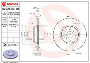 Product of Brembo 09A53511C02 Vented 1 Piece Brake Rotor 