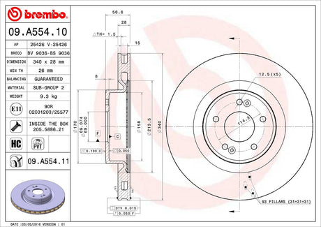 Product of Brembo 09A55411C02 Vented 1 Piece Brake Rotor 
