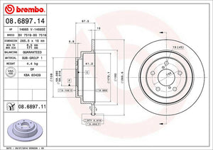 Product of Brembo 08689711C02 Solid 1 Piece Brake Rotor 