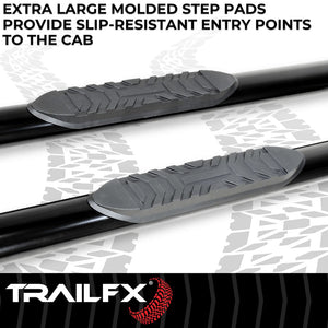 Product of TrailFX A1541B TFX 4" Oval Tube Side Steps Nerf Bar With Surface Steps 