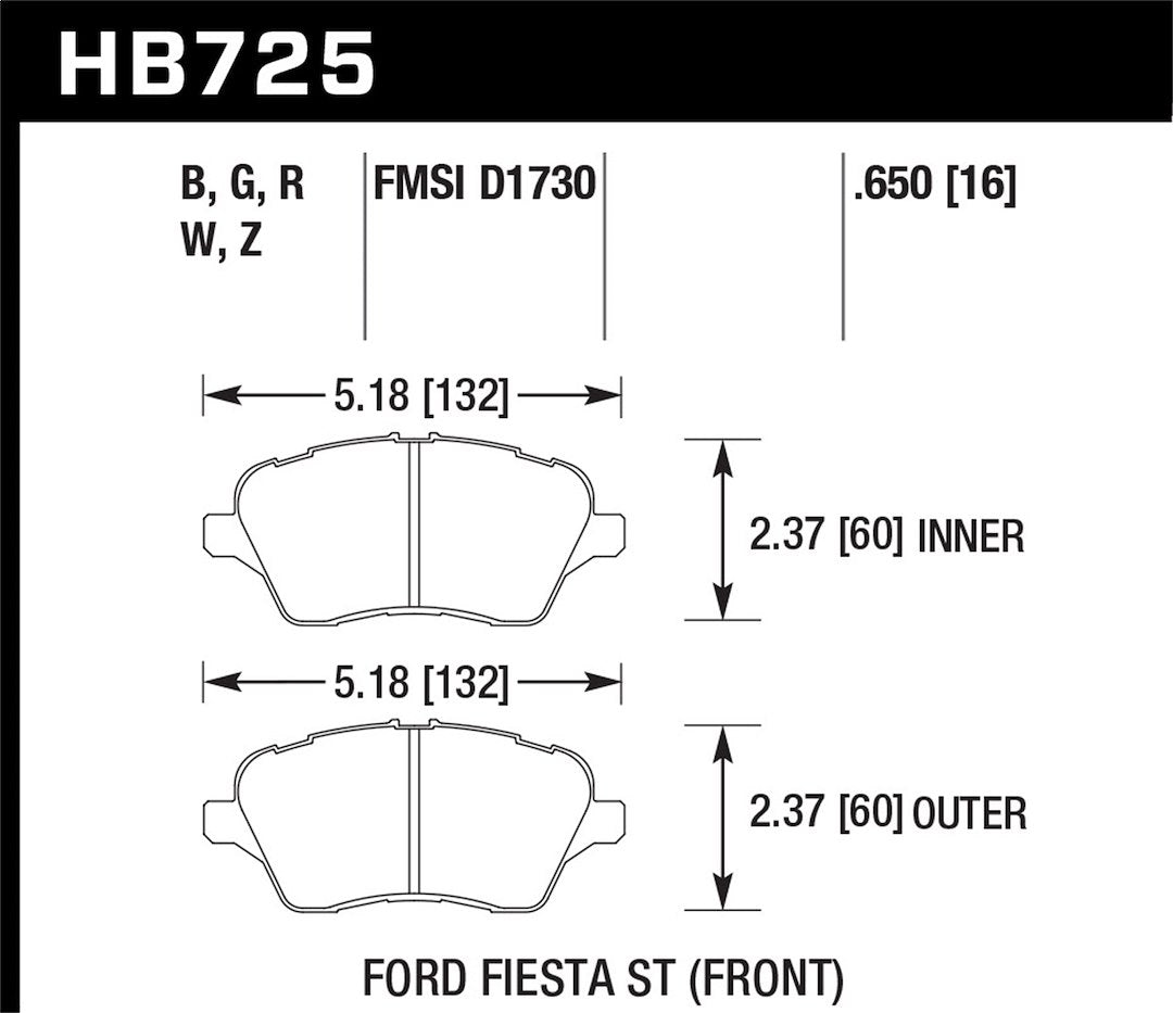 Product of Hawk Performance HB725B.650 Street Brake Pad - Set Of 4 