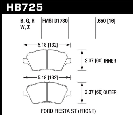 Product of Hawk Performance HB725B.650 Street Brake Pad - Set Of 4 