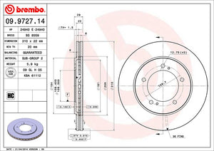 Product of Brembo 09972714C02 Vented 1 Piece Brake Rotor 