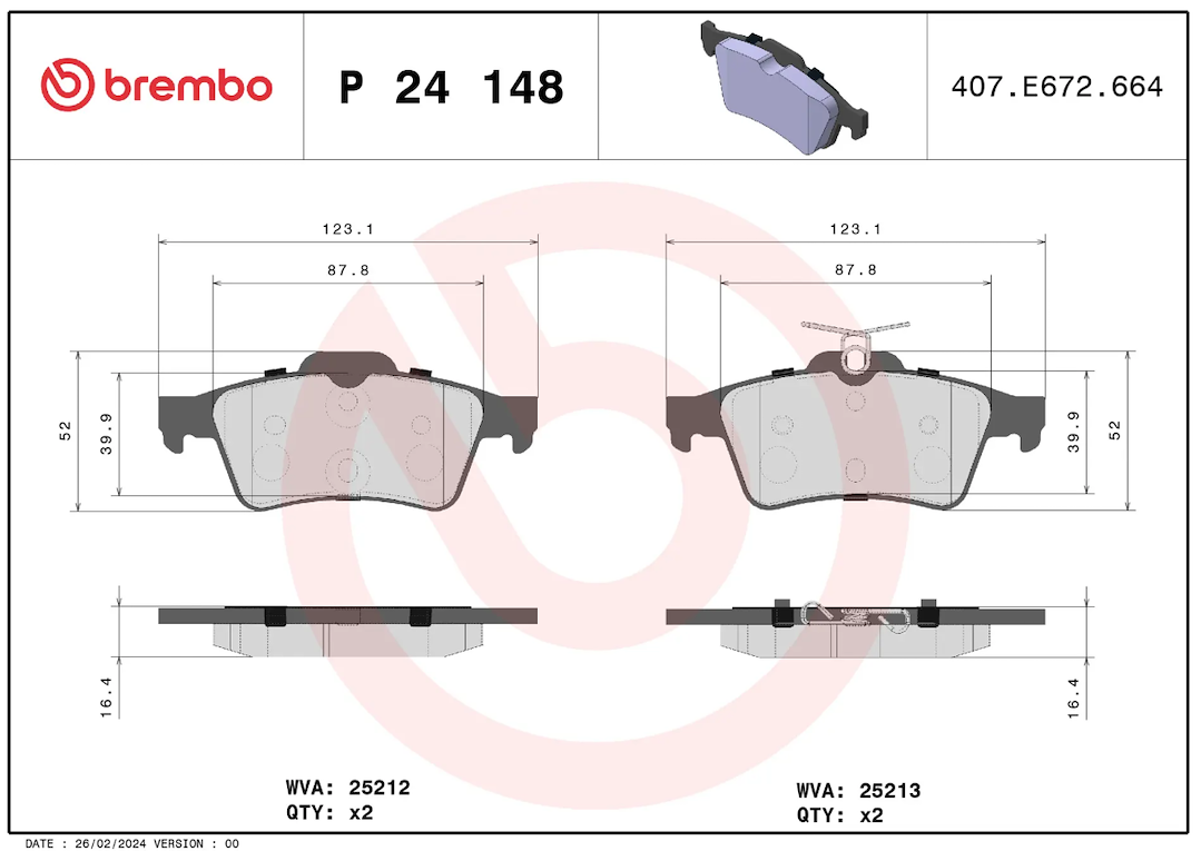 Brembo P24148 Brake Pad||p24148_3.Png||88||brmp24148||1684529