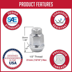 Product of Coyote Wheel Accessories 561142 60 Degree Conical Bulge 1/2x20 Lug Nut 