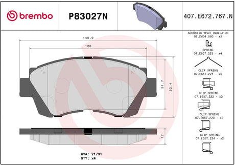 Brembo P83027n Brake Pad||p83027n_R.Jpg||86||brmp83027n||2091756