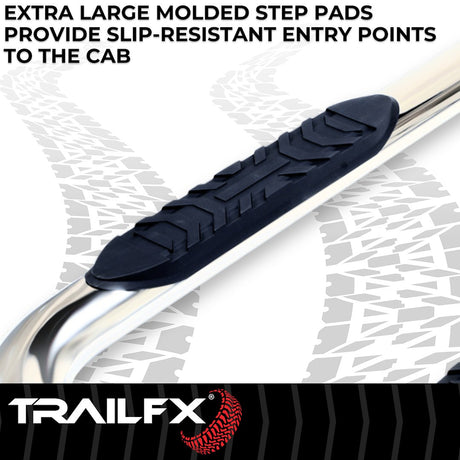 Product of TrailFX A1011S TFX 4" Oval Tube Side Steps Nerf Bar With Surface Steps 