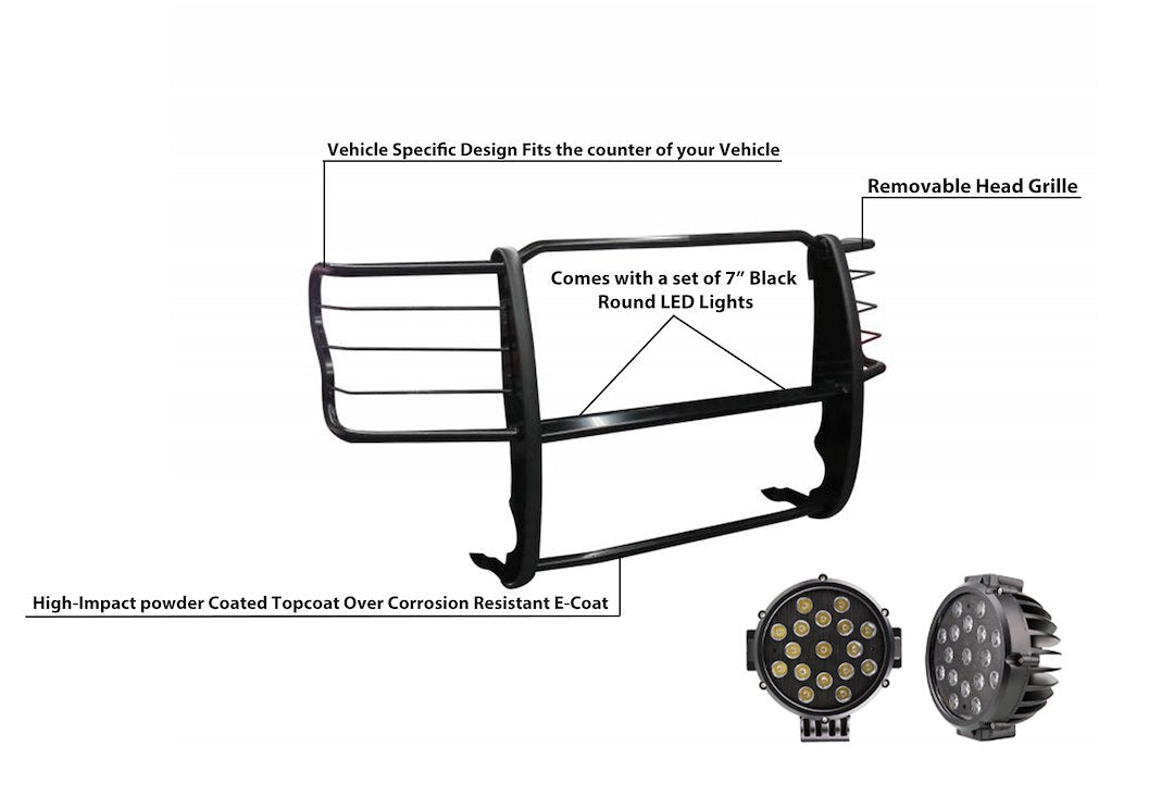 Black Horse Offroad 17fb28ma-Plb Grille Guard||||93||blk7fb28maplb||2007415