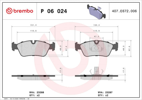 Product of Brembo P06024 Brake Pad - Set Of 4 