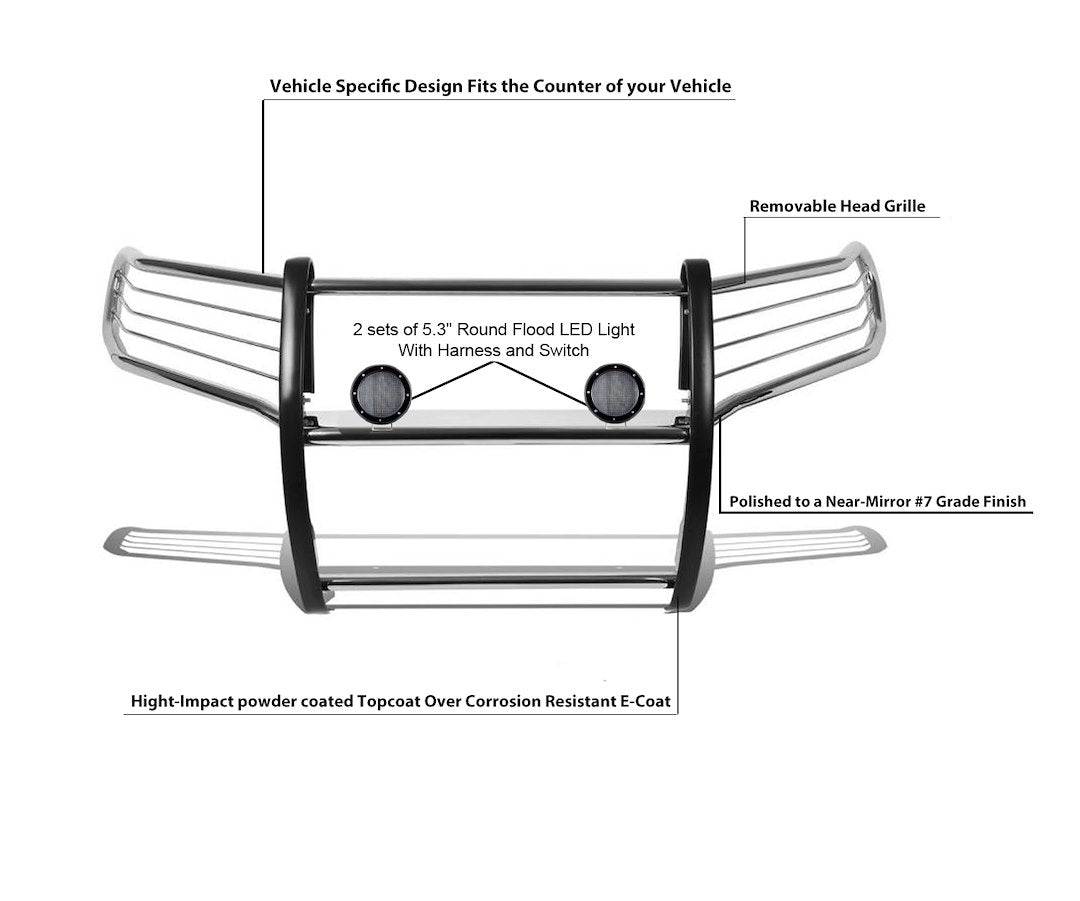 Product of Black Horse Offroad 17A093904MSS-PLFB Grille Guard  