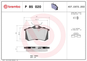 Product of Brembo P85020 Brake Pad - Set Of 4 