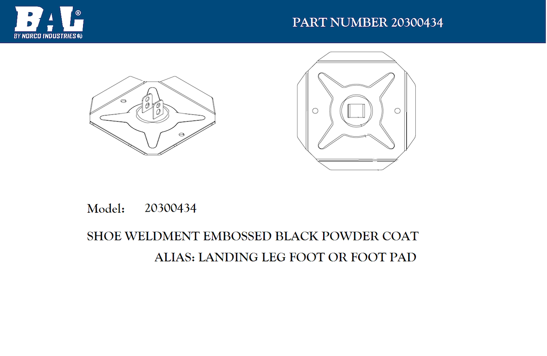 Bal Rv 20300434 Trailer Landing Gear Foot||20300434.Png||85||a6e20300434||2211220