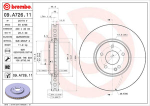 Brembo 09a72611c02 Brake Rotor||09.A726.11_2.Jpg||87||brm09a72611||1042486