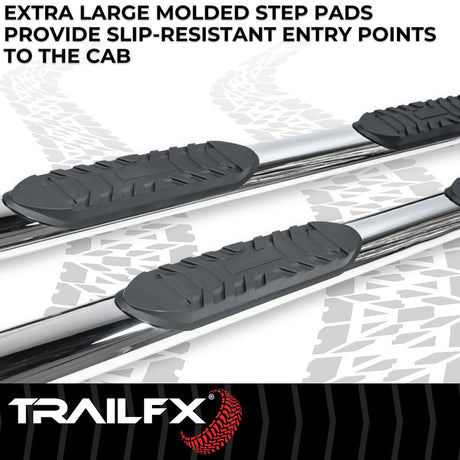Product of TrailFX A1553S TFX 4" Oval Tube Side Steps Nerf Bar With Surface Steps 
