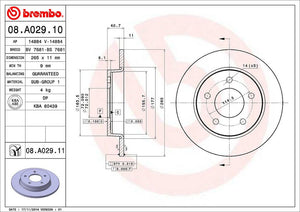Product of Brembo 08A02911C02 Solid 1 Piece Brake Rotor 