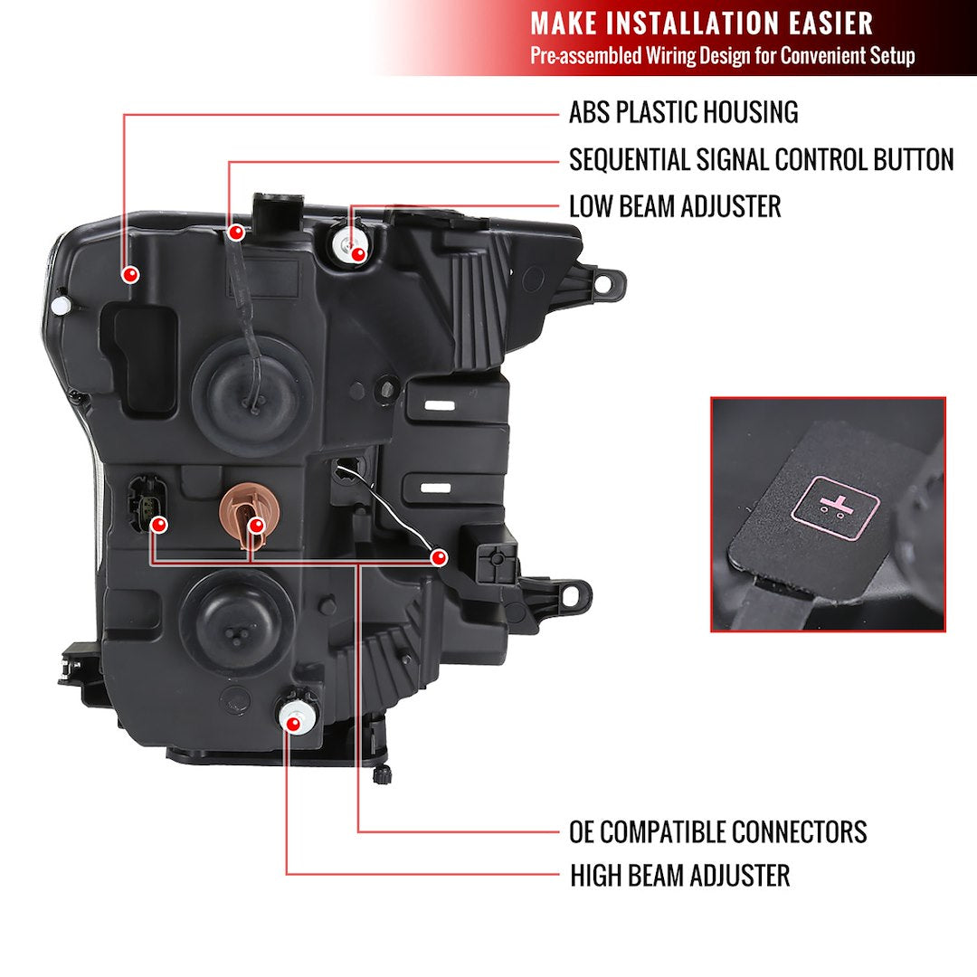 Spec-D Tuning 2lhp-F15018jm-Sq-Rs Headlight Assembly||2lhp-F15018jm-Sq-Rs_3.Jpg||88||sdt5018jmsqrs||1072971