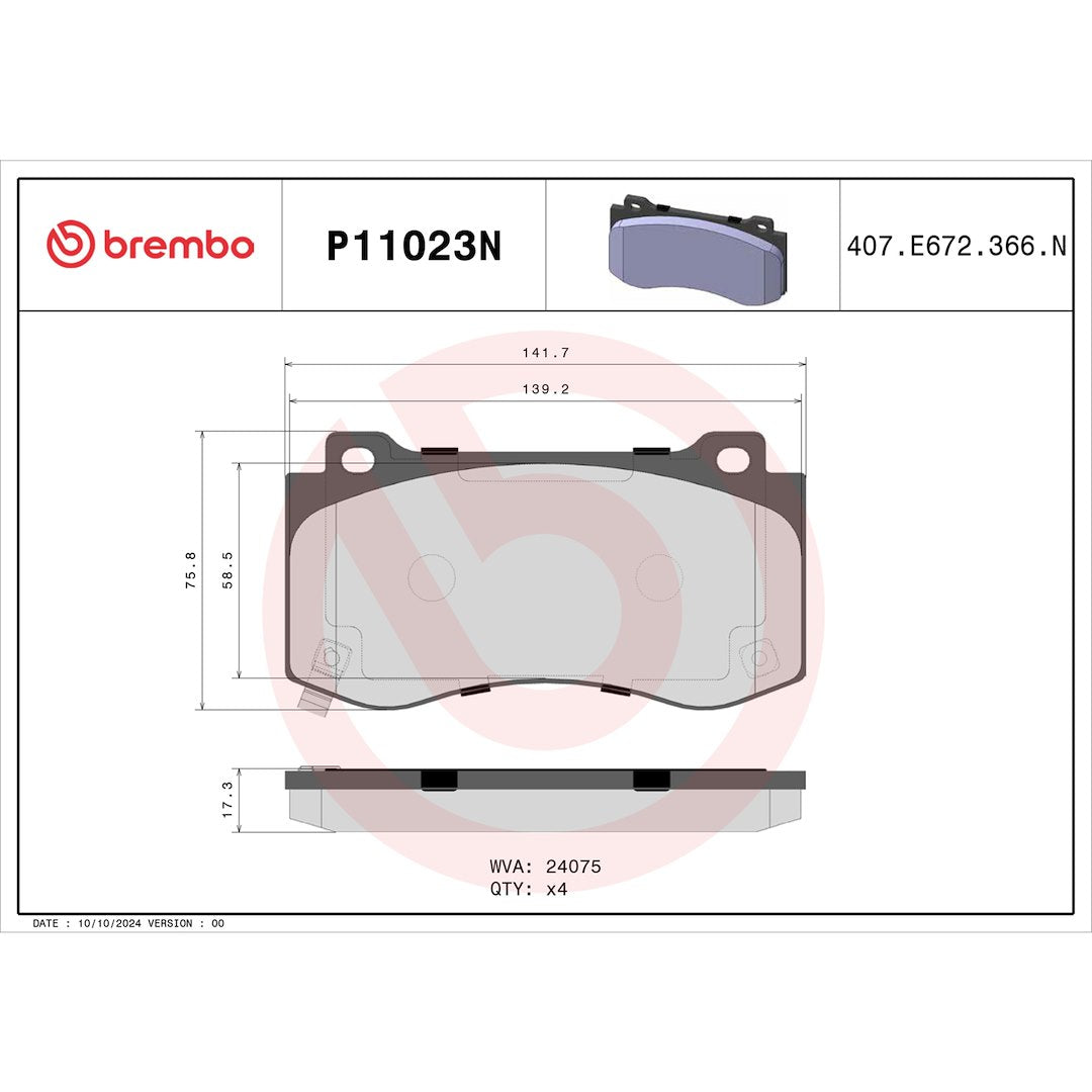 Brembo P11023n Brake Pad||p11023n_Drw.Jpg||87||brmp11023n||1752662