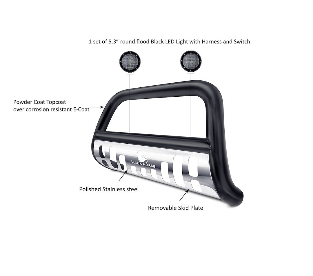Product of Black Horse Offroad CBBS-FOB3001SP-PLFB Bull Bar  with skid plate 