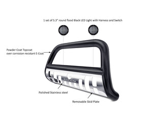 Product of Black Horse Offroad CBBS-FOB3001SP-PLFB Bull Bar  with skid plate 