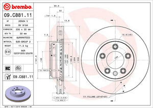 Product of Brembo 09C88111C02 Vented 1 Piece Brake Rotor 
