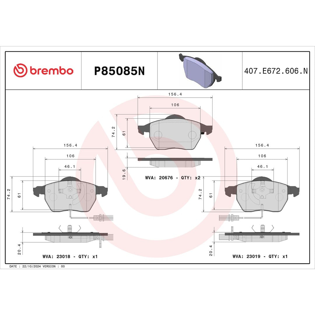 Brembo P85085n Brake Pad||p85085n_Drw.Jpg||91||brmp85085n||1754311