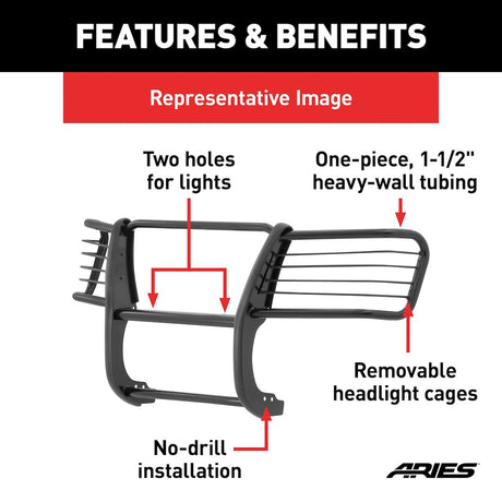 Product of Aries 4042 Grille Guard 1-Piece Black Semi Gloss Powder Coated 