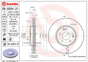 Product of Brembo 09830421C02 Vented 1 Piece Brake Rotor 