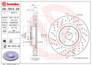 Product of Brembo 0978122XC02 Xtra Vented Cross Drilled 1 Piece Brake Rotor 