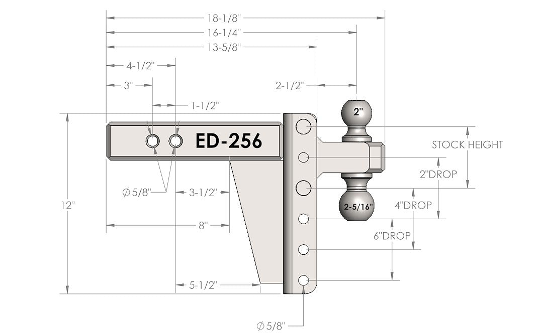 Product of Bulletproof Hitches ED256 2-1/2 Inch Receiver Trailer Hitch Ball Mount 