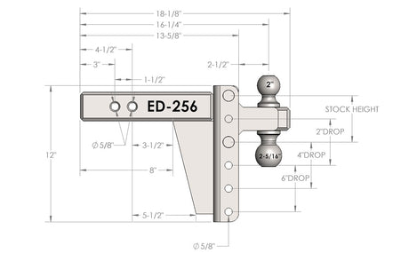 Product of Bulletproof Hitches ED256 2-1/2 Inch Receiver Trailer Hitch Ball Mount 