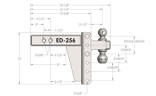 Product of Bulletproof Hitches ED256 2-1/2 Inch Receiver Trailer Hitch Ball Mount 