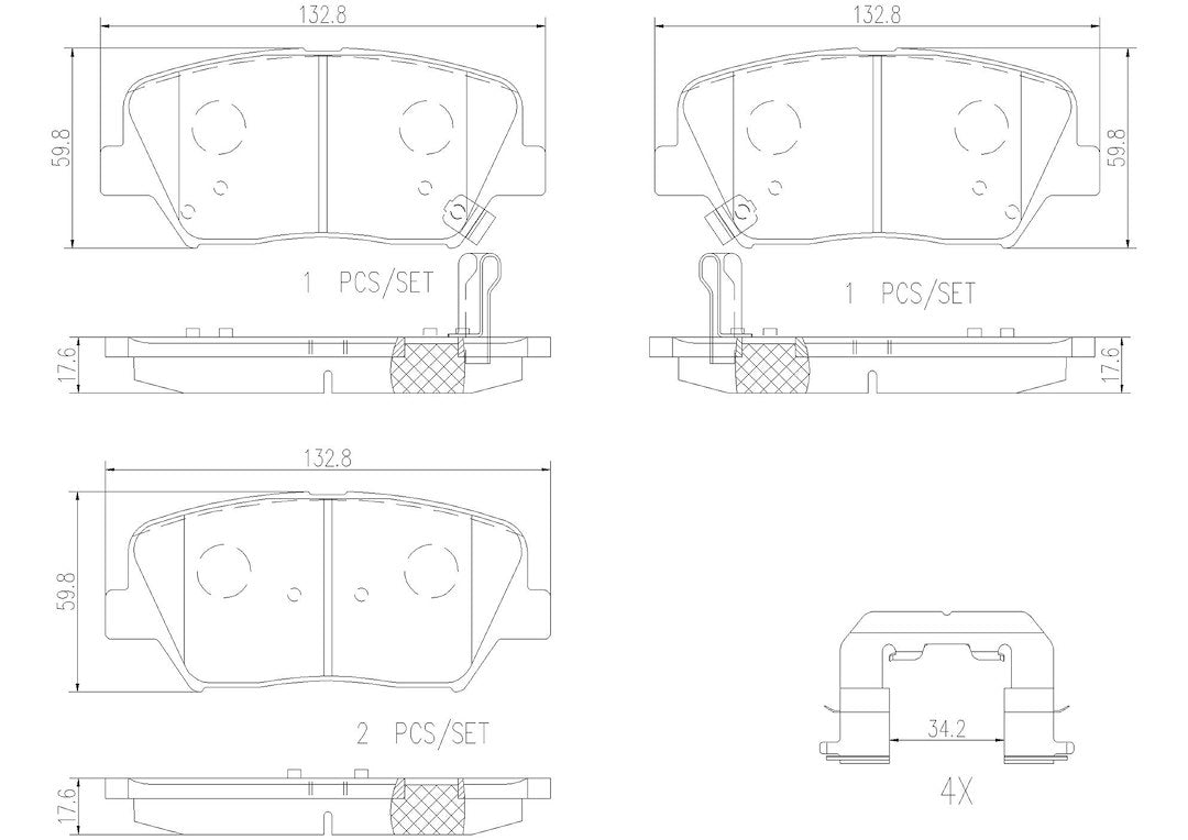 Product of Brembo P30070N Brake Pad - Set Of 4 