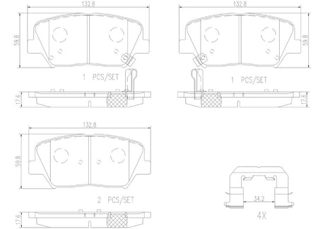 Product of Brembo P30070N Brake Pad - Set Of 4 