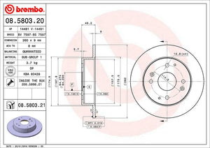 Product of Brembo 08580321C02 Solid 1 Piece Brake Rotor 