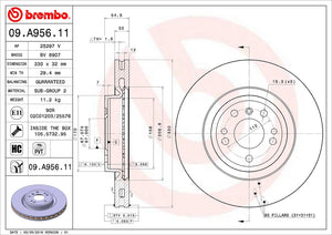 Product of Brembo 09A95611C02 Vented 1 Piece Brake Rotor 